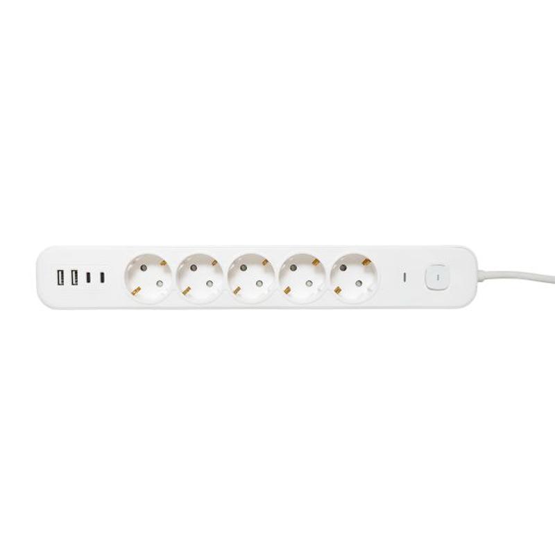 Удлинитель LUX 5 гнезд 2USB 2,4А+2type-C 1,5 метра 1,5мм2 | UBA-LUX-515-TC | EKF — миниатюра 3