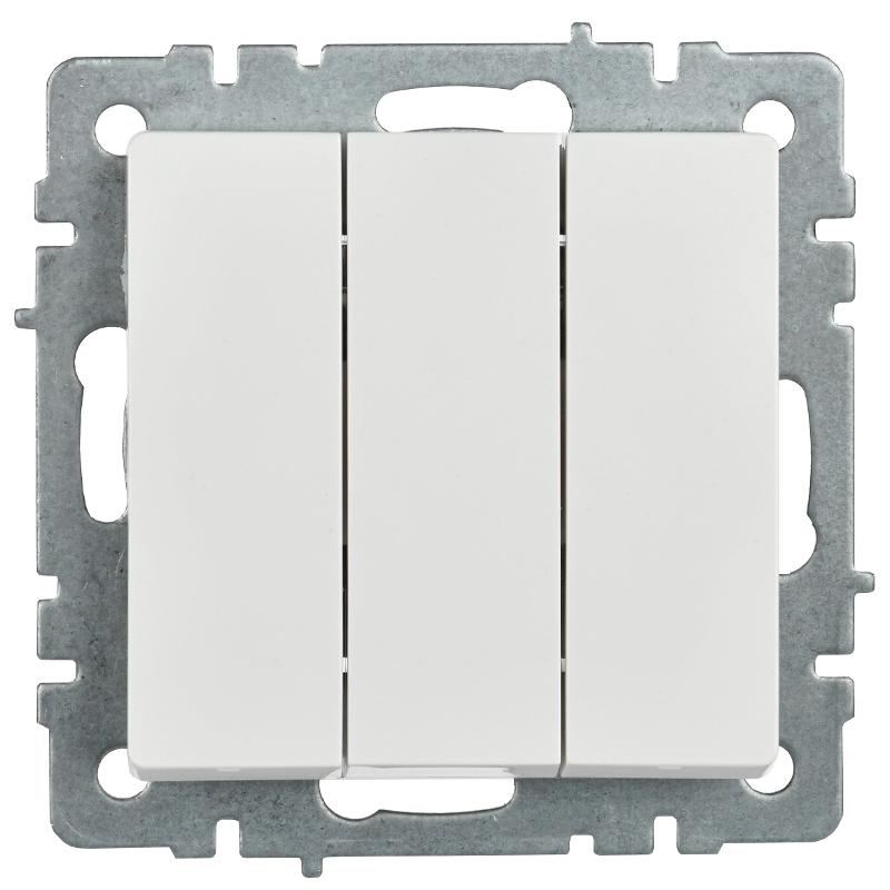 BRITE Выключатель 3-клавишный 10А ВС10-3-0-БрБ белый | BR-V30-0-10-K01 | IEK — миниатюра 3