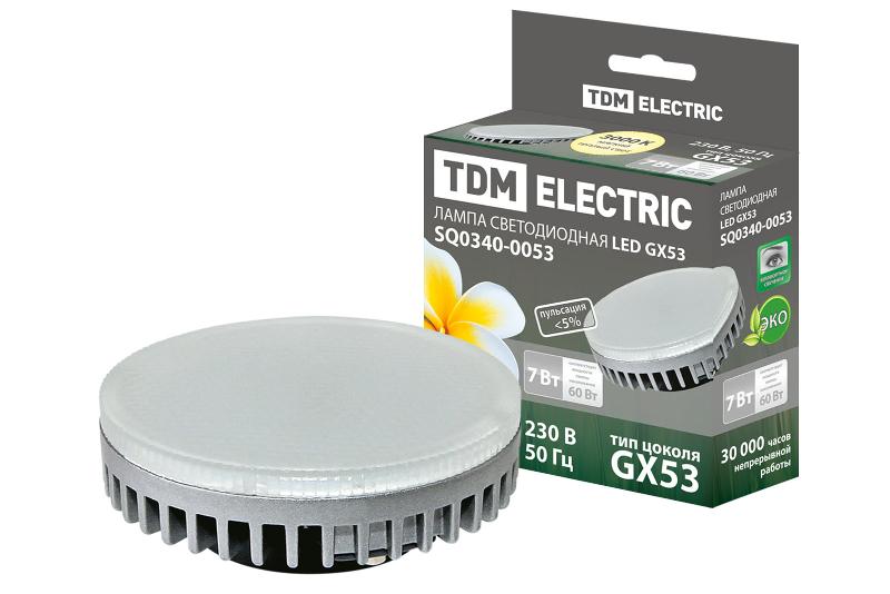 Лампа светодиодная LED 7Вт GX53 220В 3000К GX53 таблетка (плоский цилиндр) | SQ0340-0053 | TDM — фото 1 | Sento