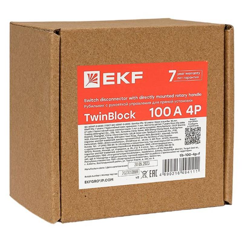 Рубильник 100A 4P c рукояткой управления для прямой установки TwinBlock | tb-100-4p-f | EKF — миниатюра 19