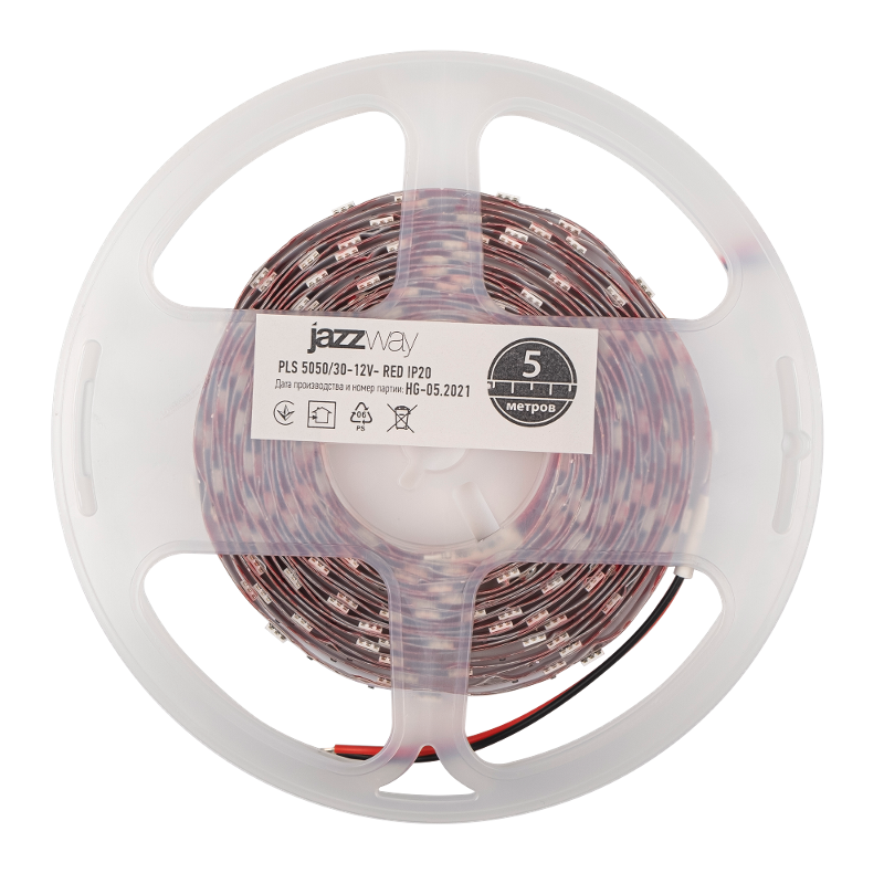 Лента светодиодная LED STN 5050/30 7,2Вт 12В красный IP20 5м | 327606 | Jazzway — Jazzway