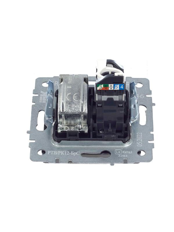 BRITE Розетка двойная TV+RJ45 кат.5E РТВ/РК12-БрС сталь | BR-AK20-1-K46 | IEK — миниатюра 15