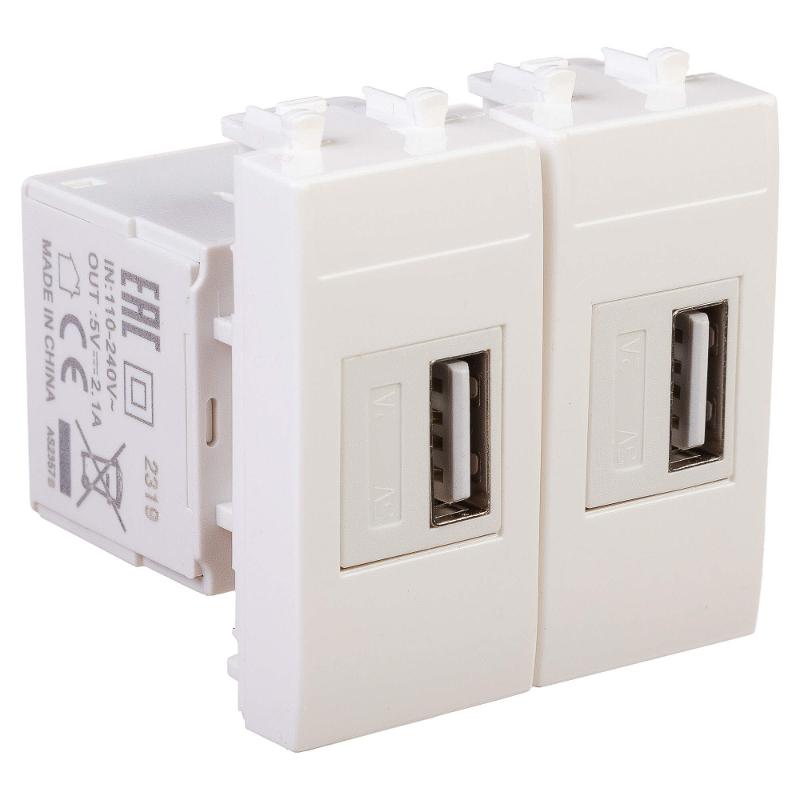 USB зарядное устройство "Белое облако", "Avanti", 2.1А, 2 мод. | 4400542 | DKC — миниатюра 5
