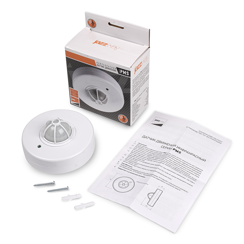 Датчик движения PMS-IR 024 1200Вт 360°  2-6м IP20 WH | .5012974 | Jazzway — миниатюра 4