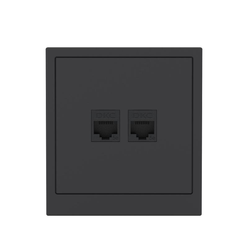 Компьютерная розетка RJ-45 без шторки, кат.5е двойная, KANT, черный уголь | 7012664 | DKC — миниатюра 6