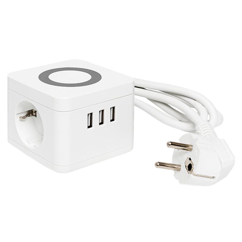 Удлинитель "Куб" 2 гнезда 3USB 2,4А+зарядное устройство 1,3 метра 1мм2 | UBA-CUB-3-WC | EKF — миниатюра 8