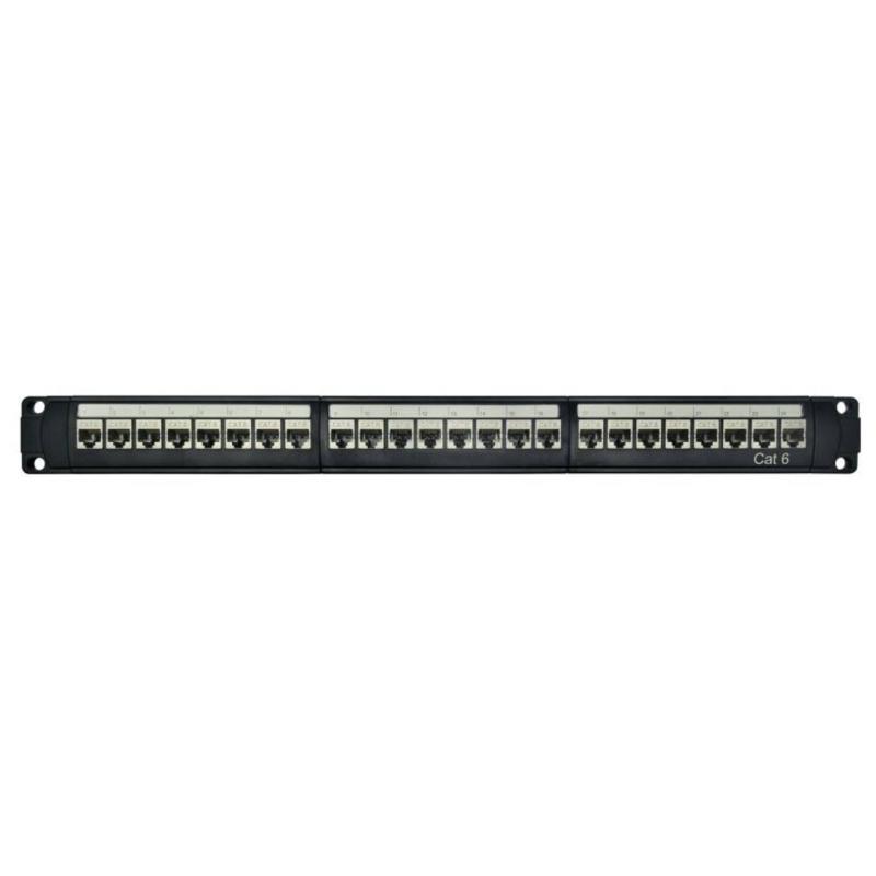 Патч-панель модульная 19", 1U, CAT6, 24 порта RJ45, экранированная | RN6PPF24 | DKC — DKC (ДКС)