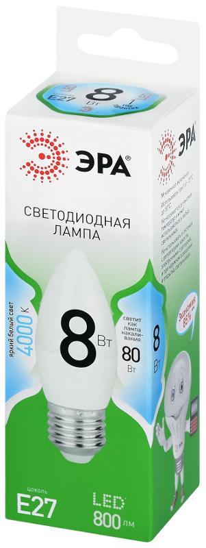 Лампа светодиодная  GREEN LINE LED B35-8W-840-E27 GL E27 8 Вт свеча яркий белый свет | Б0067104 | ЭРА — миниатюра 5