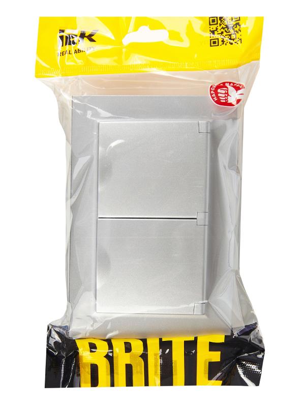 BRITE Розетка 2-ая с крышкой 16А в сб IP44 РСбш12-3-44-БрА алюминий | BR-R26-16-44-K47-F | IEK — миниатюра 7