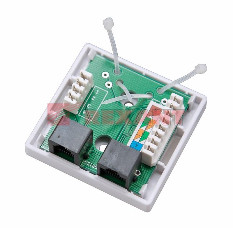 Комбинированная розетка RJ-45(8P-8C) + RJ-11(6P-4C), внешняя | 03-0120 | REXANT — миниатюра 3