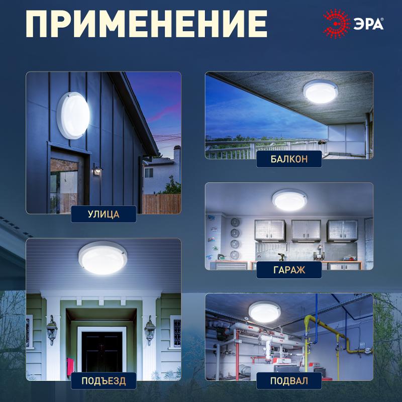 Светильник светодиодный пылевлагозащищенный для ЖКХ SPB-201-2-65К-008 IP65 8Вт 760Лм 6500К опт-ак датчик движения | Б0047635 | ЭРА — миниатюра 5