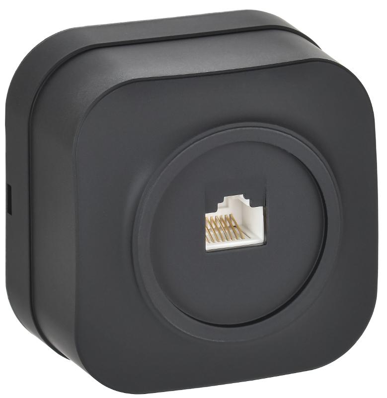 GLORY Розетка компьютерная RJ45 кат.5E о/у РК10-ХЧм черный матовый | EKH10-K02M | IEK — миниатюра 1