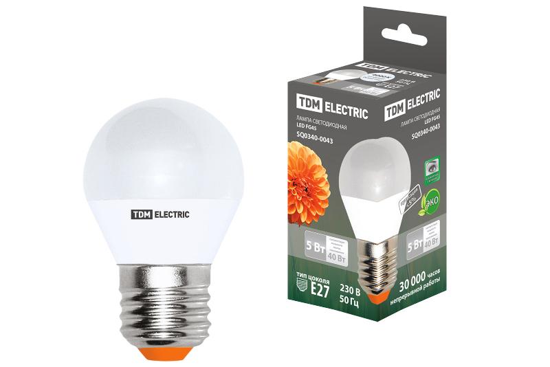 Лампа светодиодная LED 5Вт Е27 220В 4000К FG45 шар | SQ0340-0043 | TDM — TDM ELECTRIC