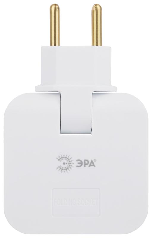 Разветвитель электрический ЭРА SPF-2-FL-USB поворотный на 2 розетки + 2USB 10А белый | Б0069089 | ЭРА — миниатюра 4