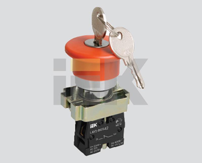 Кнопка LAY5-BS142 "Грибок"с ключом  красная d22мм  240В 1р  | BBG50-LAY5-K04 | IEK — миниатюра 2