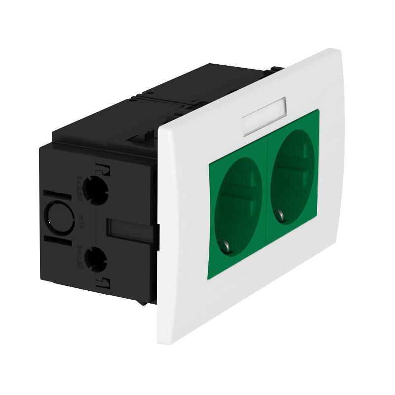 Укомплектованный розеточный блок AR45 (марк.,2xModul45,84x140x59 мм,зеленый) (SDE-RW D0GN2B) | 6119428 | OBO Bettermann — OBO Bettermann