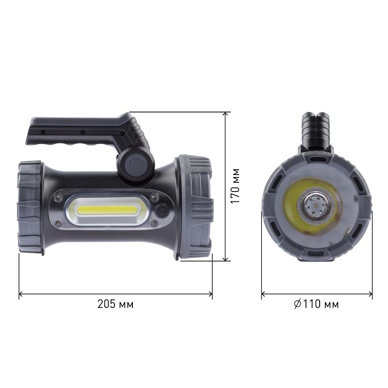 Фонарь прожекторный  PA-703 10W SMD+ боковой COB, литиевый акк 3000мАч/ 3,7V, IP65, microUSB, к | Б0041472 | ЭРА — миниатюра 3