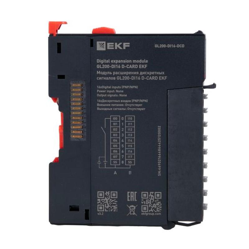 Модуль расширения дискретных сигналов GL200-DI16 D-CARD |GL200-DI16-DCD | EKF — миниатюра 1