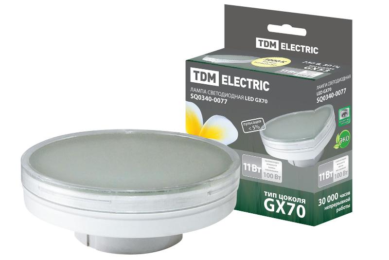 Лампа светодиодная LED 11Вт GX70 220В 3000К GX70 таблетка (плоский цилиндр) | SQ0340-0077 | TDM — TDM ELECTRIC