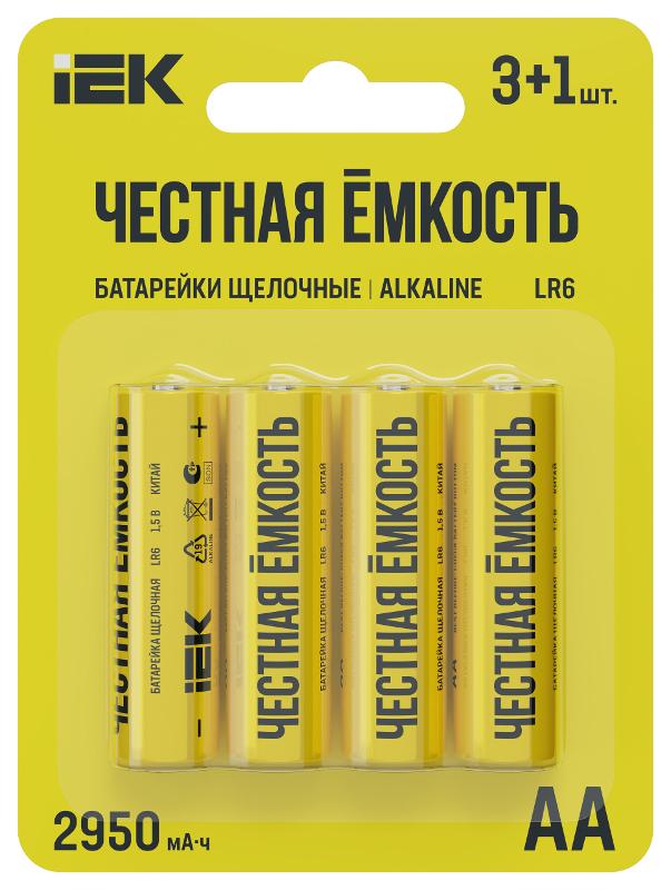 Батарейка щелоч. Alkaline LR6/AA (4шт/блистер) ПРОМО | ABT-LR06-OP-L04A | IEK — IEK (ИЭК)
