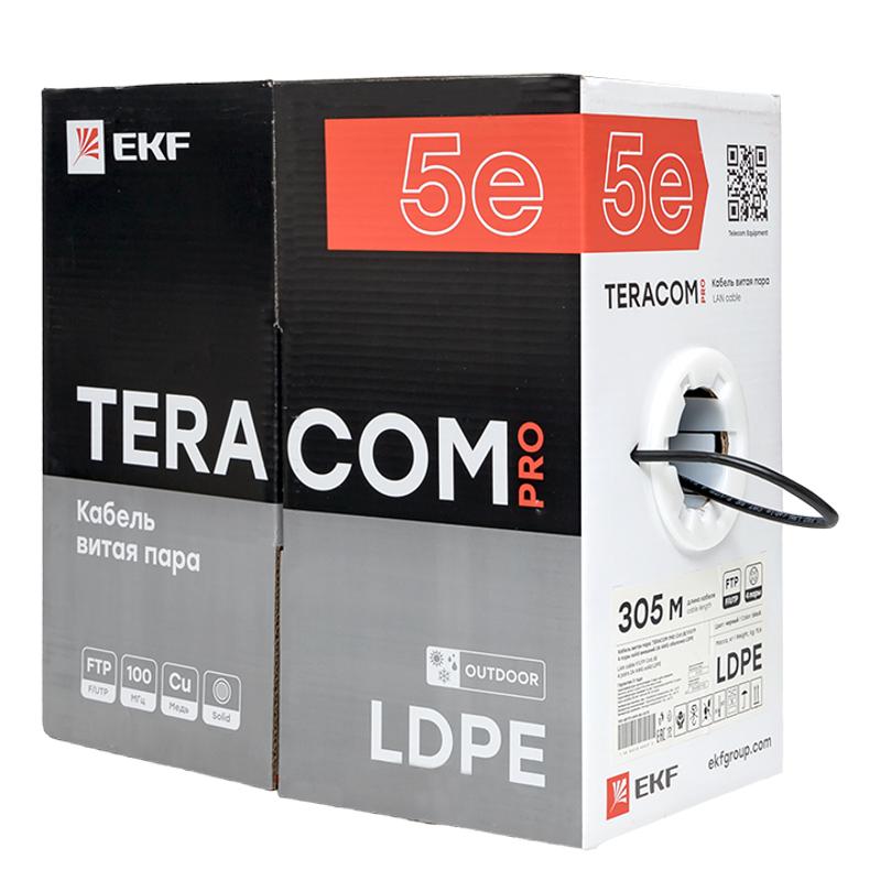 Кабель витая пара TERACOM Cat.5E F/UTP 4 пары solid внешний цвет черный упак. 305м | TRC-5EFTP-04PE-BK-OUT3 | EKF — миниатюра 5
