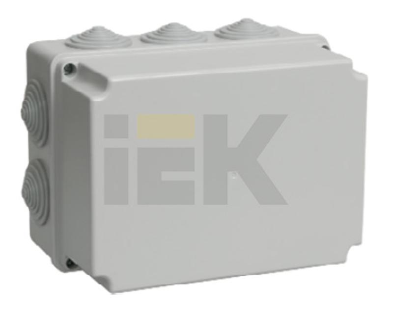 Коробка распределительная КМ41245 для о/п 190х140х120 мм IP44 (RAL7035, 10 гермовводов) | UKO10-190-140-120-K41-44 | IEK — миниатюра 2