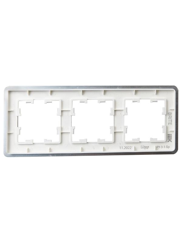 BRITE Рамка 3-ая РУ-3-1-Бр металл алюминий RE AL | BR-M32-M-21-K47 | IEK — миниатюра 3