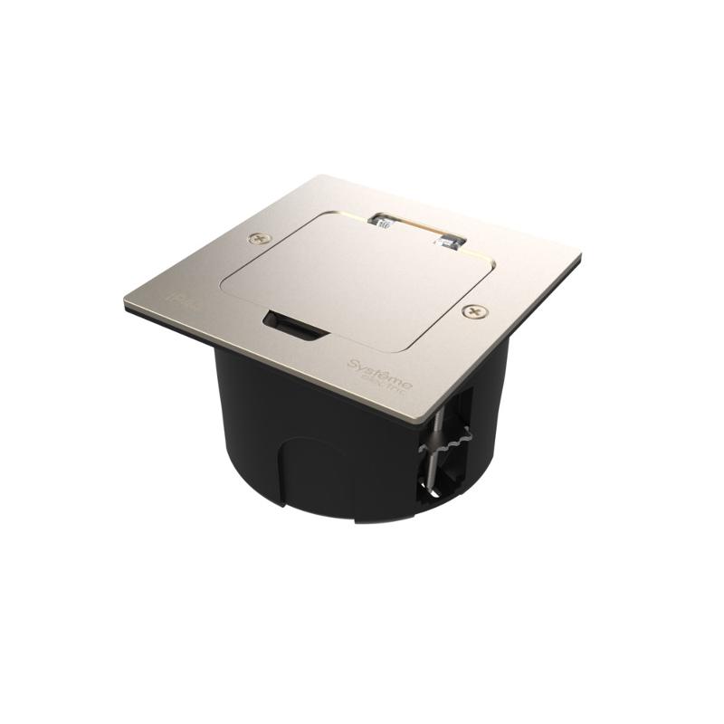 MultiDesk Лючок с розеткой 2К+З, 16А/250В, IP44 с монтажной коробкой для стены, фальшпола, стола Никель, тип MDK21 | MDK21102NA | SE — миниатюра 2