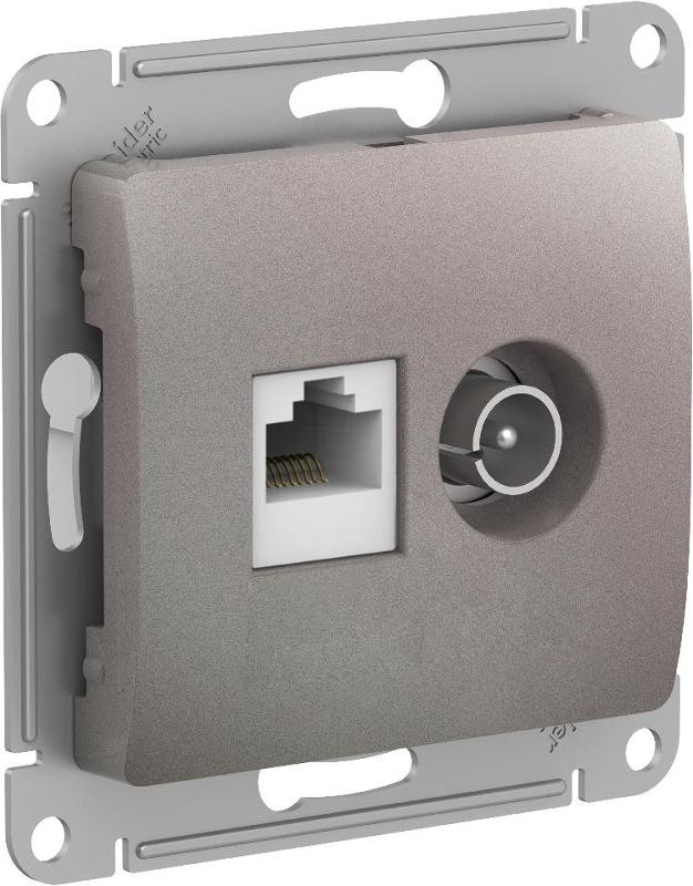 Glossa Платина Розетка 2-ая TV + компьютерная RJ45, кат. 5Е, механизм | GSL001289 | SE — Systeme Electric