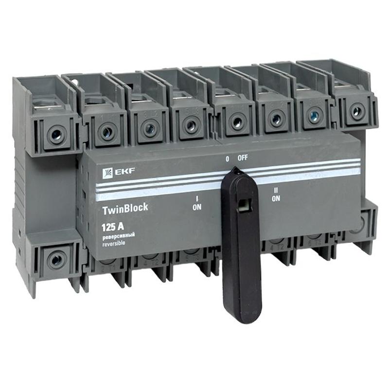 Рубильник 125A 4P реверсивный c рукояткой для прямой установки TwinBlock | tb-s-125-4p-rev | EKF — EKF