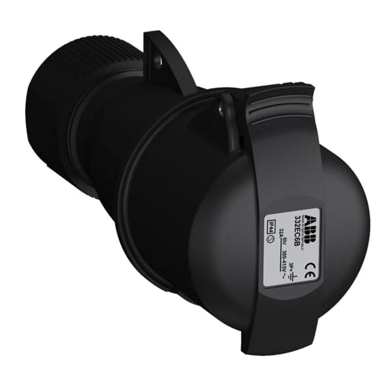 Розетка кабельная Easy&Safe 332EC6B,32А,3P+E,IP44,6ч,черн|2CMA103586R1000| ABB — ABB