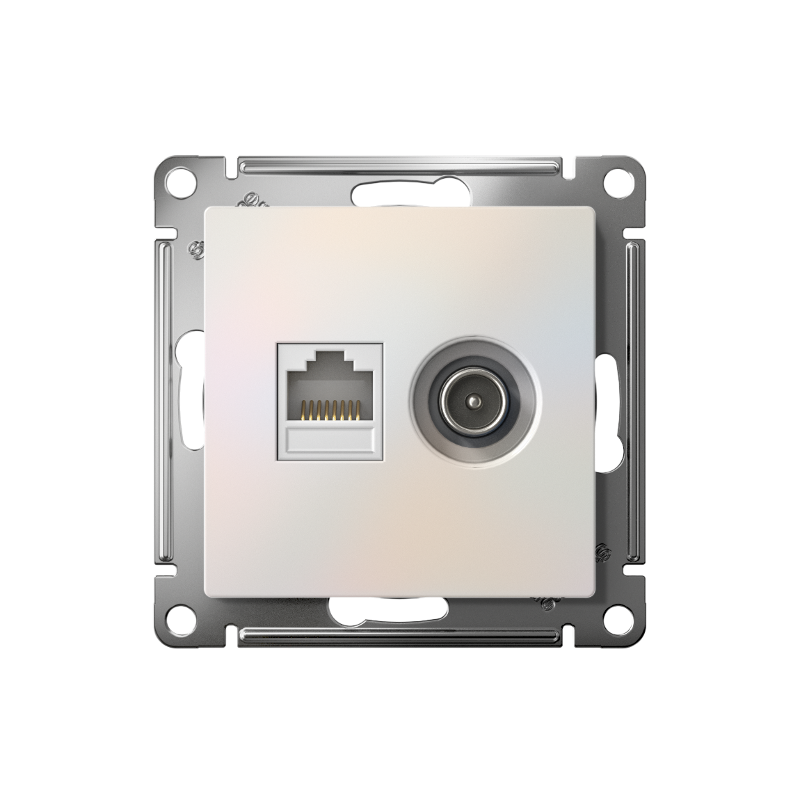 AtlasDesign Жемчуг Розетка 2-ая комп+TV, RJ45+TV, кат.5E, механизм | ATN000489 | SE — миниатюра 2