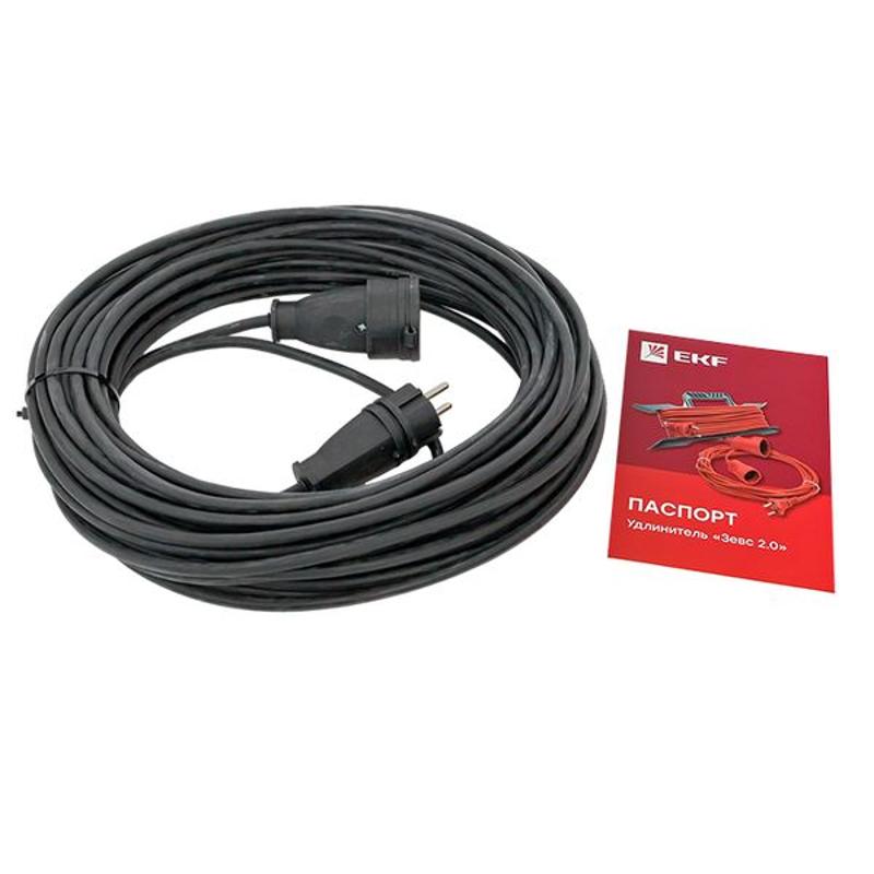 Удлинитель "Зевс 2.0" 20м с заземлением КГ 3*1,5 16А/3,5кВт IP44 PROxima |USB02-16-315-1-20-IP44| EKF — EKF