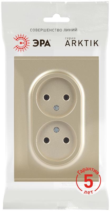Розетка Arktik 16-2107-04 без заземления двойная 2X2P 16А-250В шампань | Б0071684 | ЭРА — миниатюра 2
