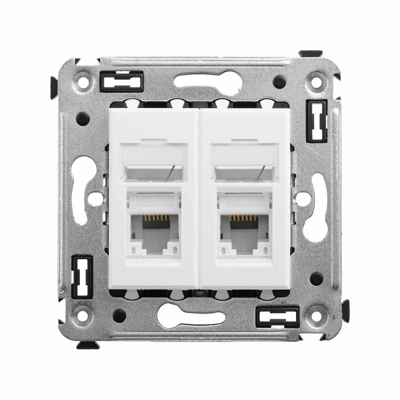 Розетка RJ-45 в стену, кат.6 двойная, Avanti, "Белое облако" | 4400294 | DKC — DKC (ДКС)