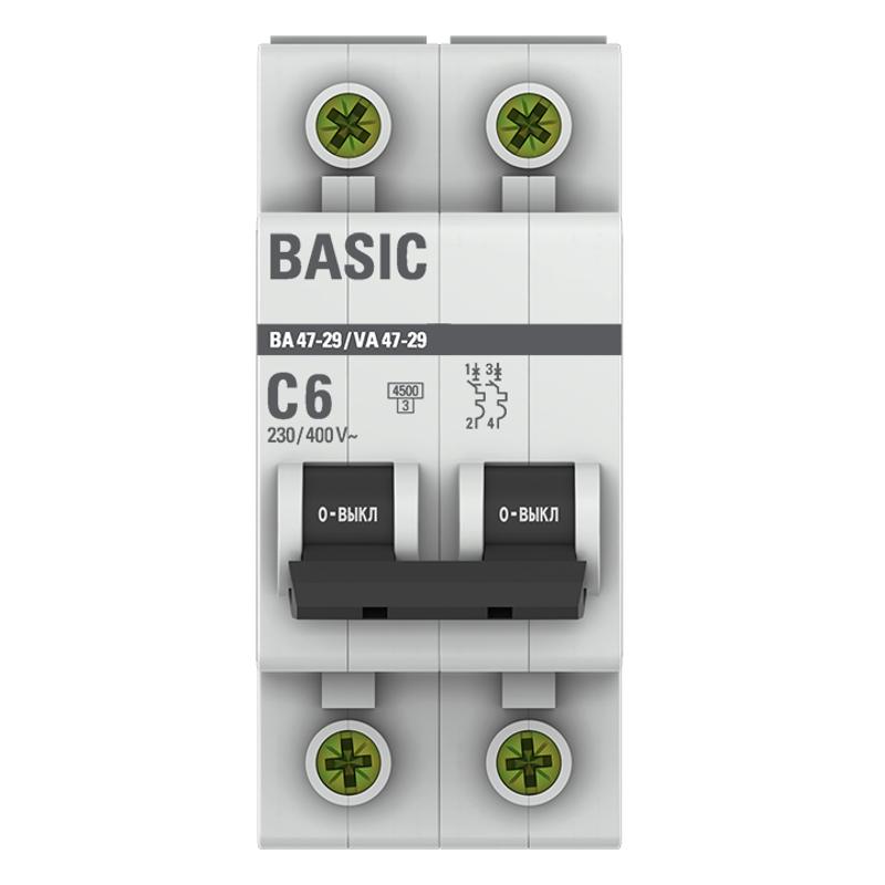 Выключатель автоматический однополюсный ВА 47-29 6А C 4,5кА Basic | mcb4729-1-06C | EKF — миниатюра 2