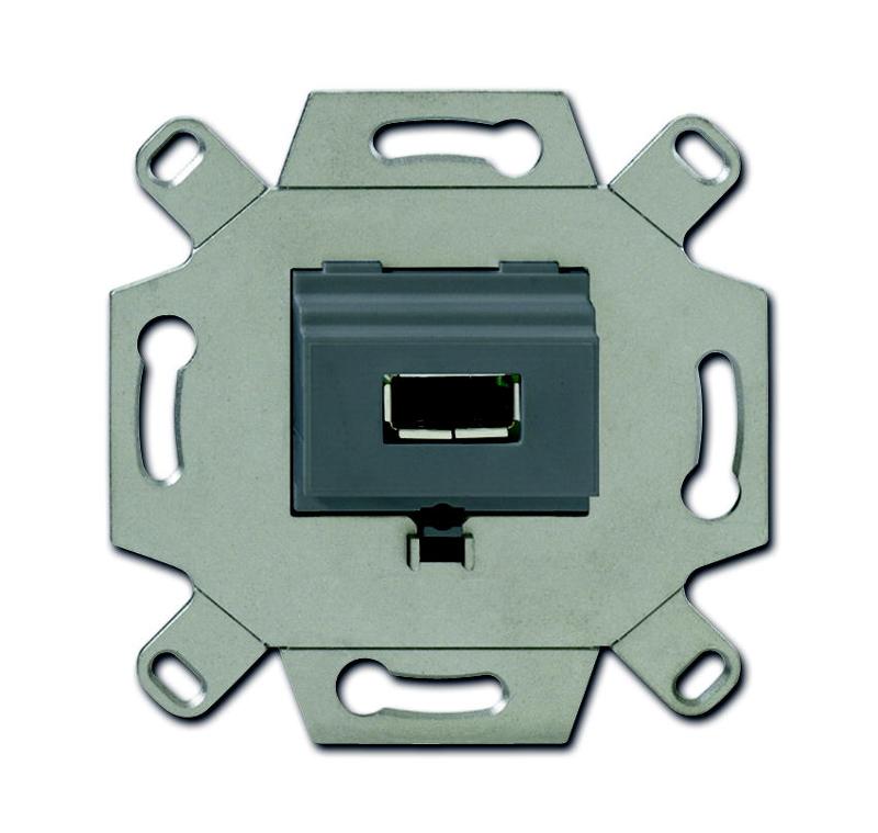 Механизм USB-розетки/разъёма, USB-type A, USB2.0, 5 полюсов, цвет серый | 0230-0-0420  | 2CKA000230A0420 | ABB — ABB