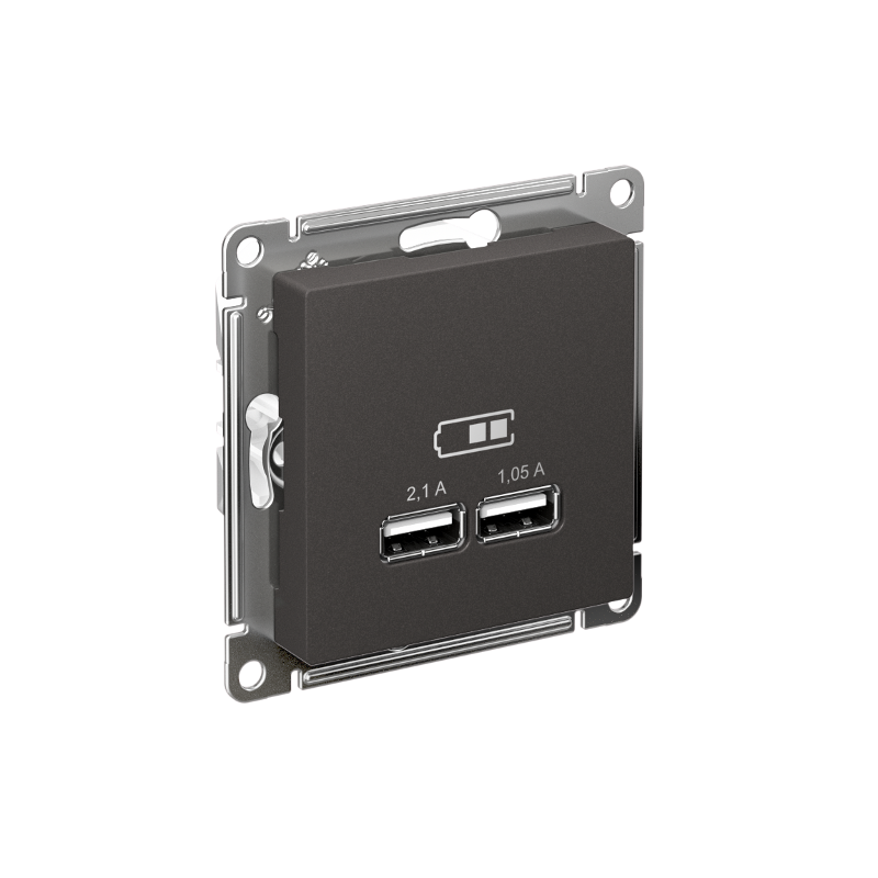 AtlasDesign Базальт USB Розетка A+A, 5В/2,1 А, 2х5В/1,05 А, механизм | ATN001433 | SE — Systeme Electric