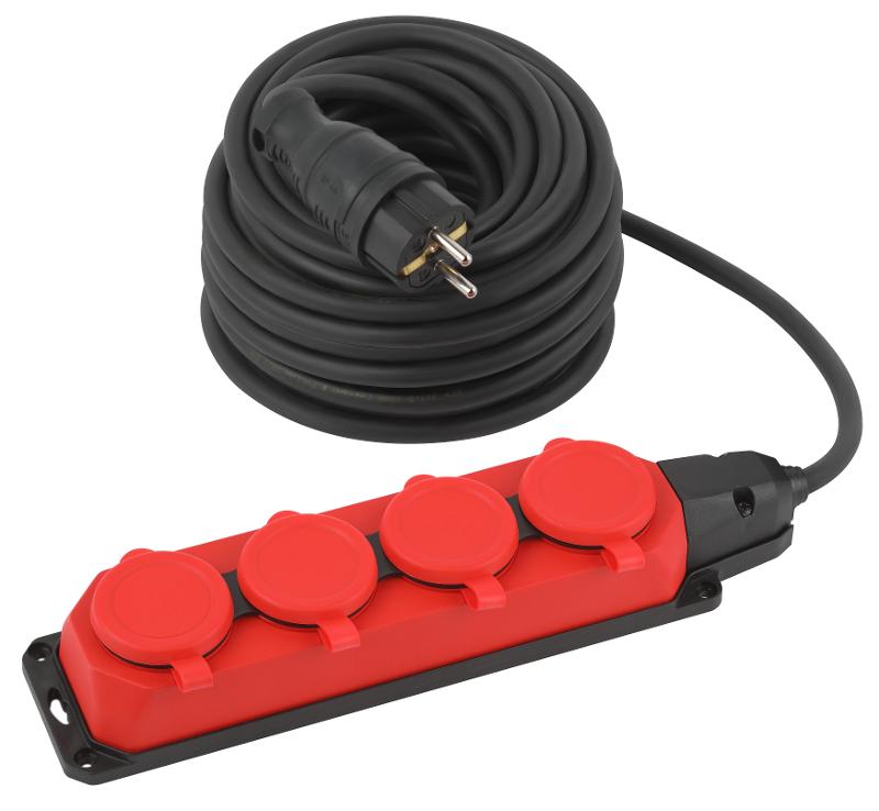 Удлинитель силовой UK-4e-3x1,5-20m-IP44(KG) с заземлением 4 розетки каучук 20м КГ 3х1,5мм2 IP44 | Б0057587 | ЭРА — миниатюра 1