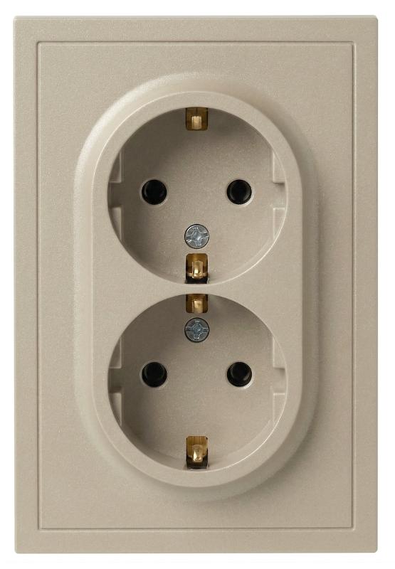 Розетка Galaxy 15-2105-04 с заземлением двойная 2X2P+E Schuko со шторками IP20 16А-250В шампань | Б0070703 | ЭРА — ЭРА (Энергия света)