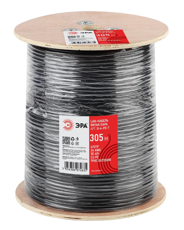 ЭРА Кабель витая пара U/UTP Cat5e 4x2x24 AWG CU PE + ТРОС OUTDOOR 305 м | Б0044432 | ЭРА — миниатюра 2