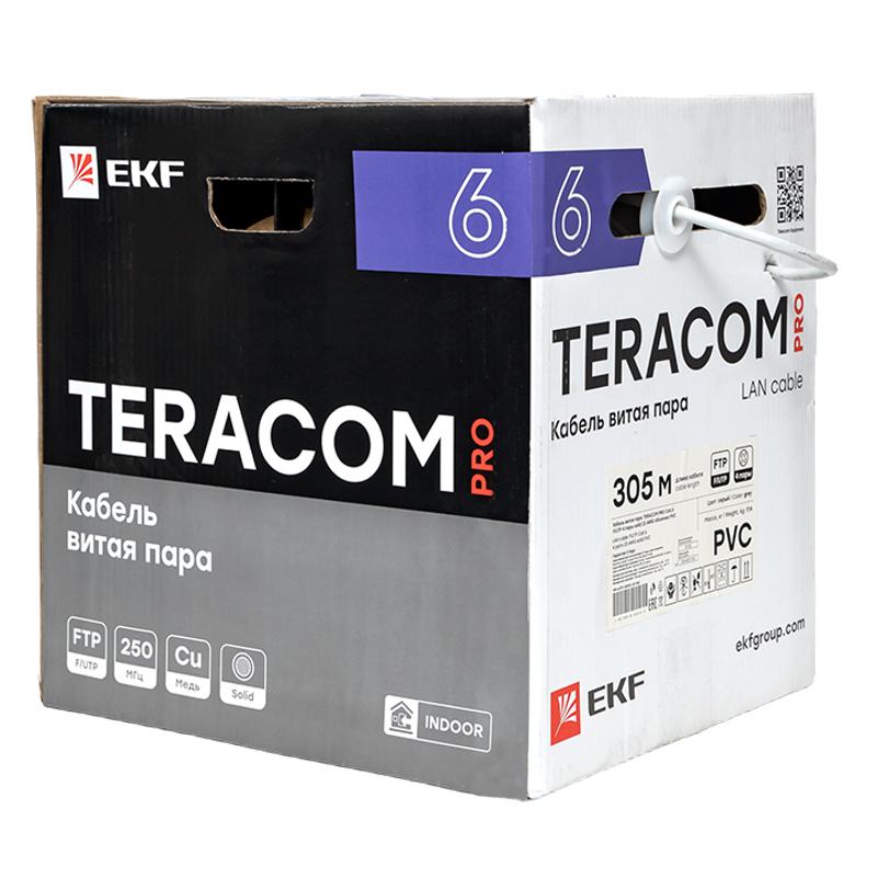Кабель витая пара TERACOM PRO CAT.6 F/UTP 4 пары solid 23AWG цвет серый упак. 305м | TRP-6FTP-04PVC-GY-IN3 | EKF — миниатюра 5