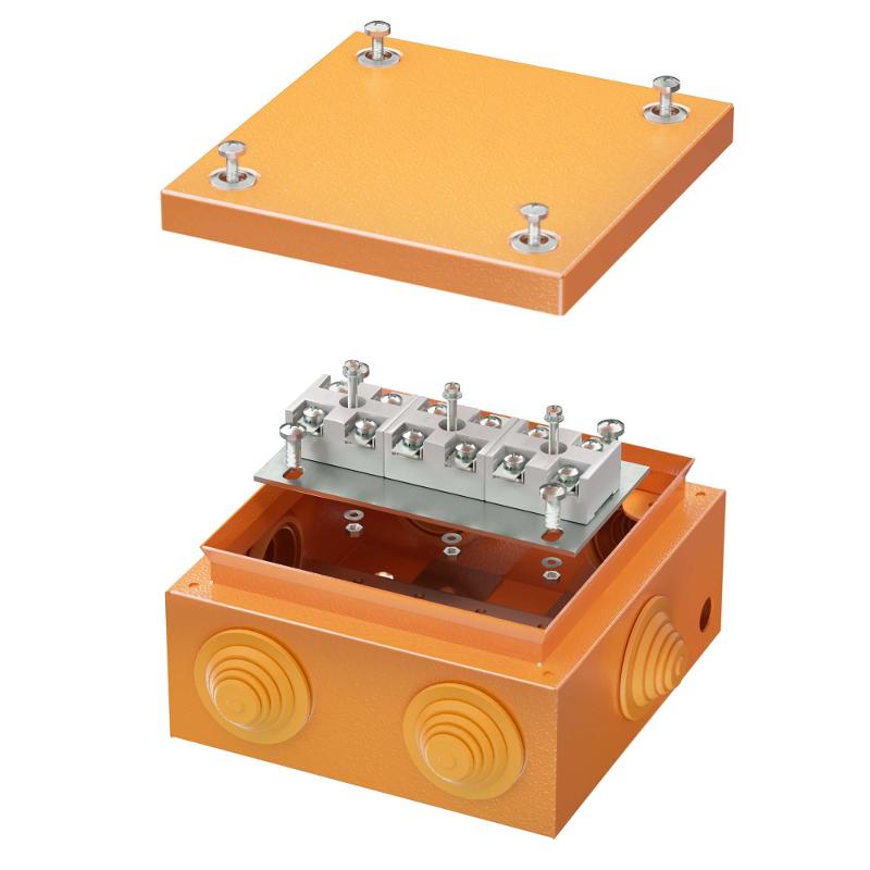 Коробка распределительная стальная FS огн.,IP55,150х150х80мм,6р,450V,32A,10мм.кв, нерж.контакт с кабельными вводами и клеммниками | FSK31610 | DKC — DKC (ДКС)