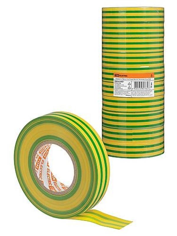 Изолента ПВХ 0,15х19 мм Желто-Зеленая 25 м | SQ0526-0087 | TDM — TDM ELECTRIC