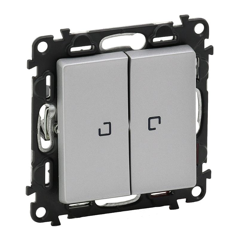 Valena LIFE DIY Алюминий Выключатель 2-клавишный с подсветкой 10А 250В | 752628 | Legrand — Legrand