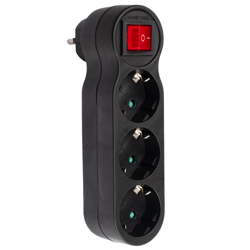 Разветвитель сетевой  AD-3GS-bk заземл., выкл. | .5070837 |  Jazzway — Jazzway