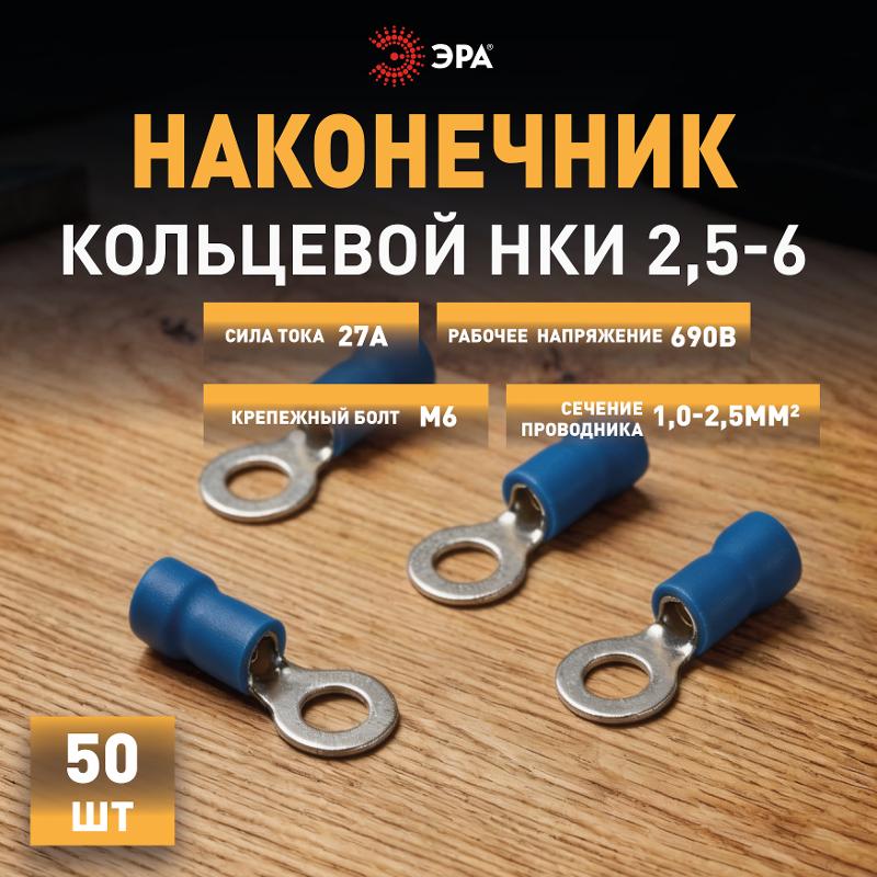 Наконечник кольцевой ЭРА NO-225-114 НКИ 2.5-6 с изолированным фланцем (упаковка 50 шт.)  | Б0063287 | ЭРА — миниатюра 3