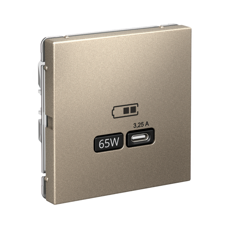 ArtGallery Шампань Розетка USB тип-С 65Вт высокоскор.заряд. QC, PD, механизм | GAL000527 | SE — миниатюра 9