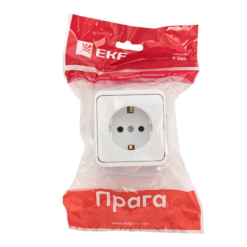 Прага Розетка 1-местная 16А с заземлением IP44 белая EKF | EKR16-028-10-44 | EKF — миниатюра 6