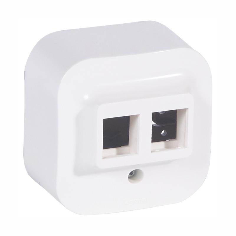 Quteo Белый Адаптер для 1 или 2 розеток RJ45 Keystone — миниатюра 3